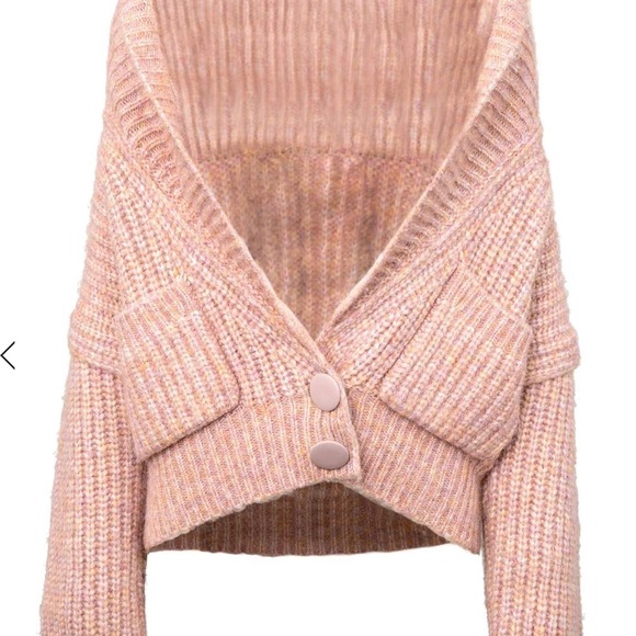 RIVKA PINK RIB KNIT CARDIGAN - Picture 4 of 8